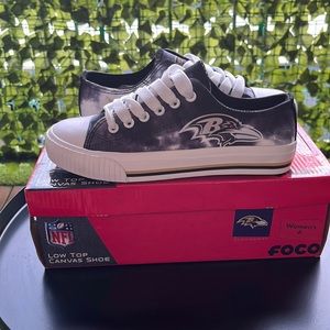 Baltimore Ravens Big Logo Tie-Dye Canvas Sneakers Women’s 6 Blue &White